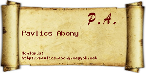 Pavlics Abony névjegykártya